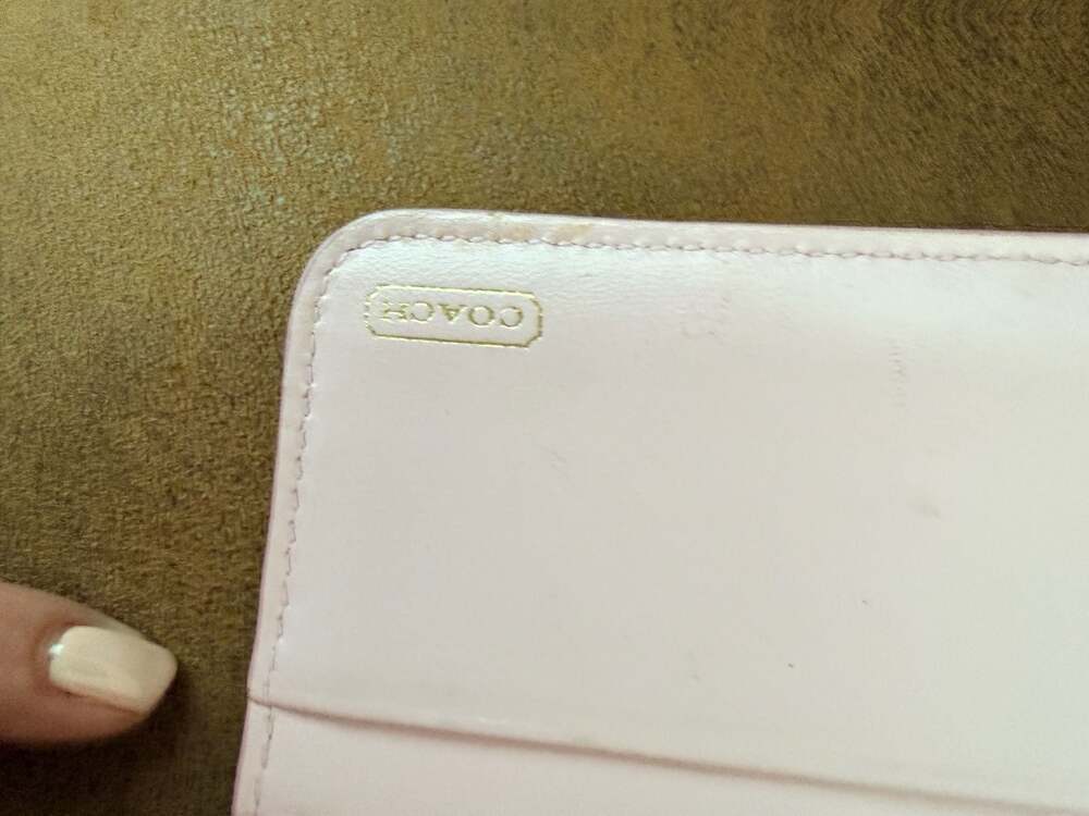 Coach Madison Op Art Slim Envelope Wallet Black Jacquard and Pink Leather - Picture 6 of 8